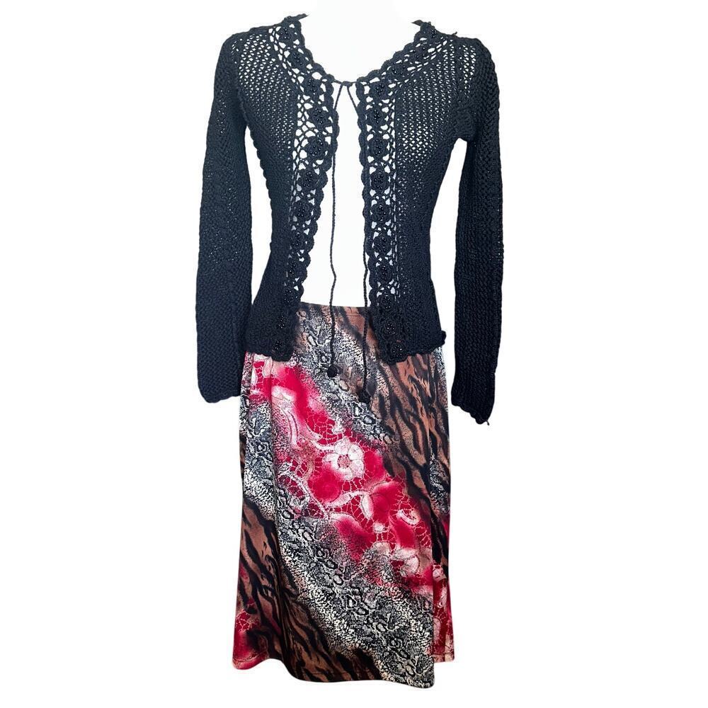 Y2k my Michelle animal print midi skirt sz xl